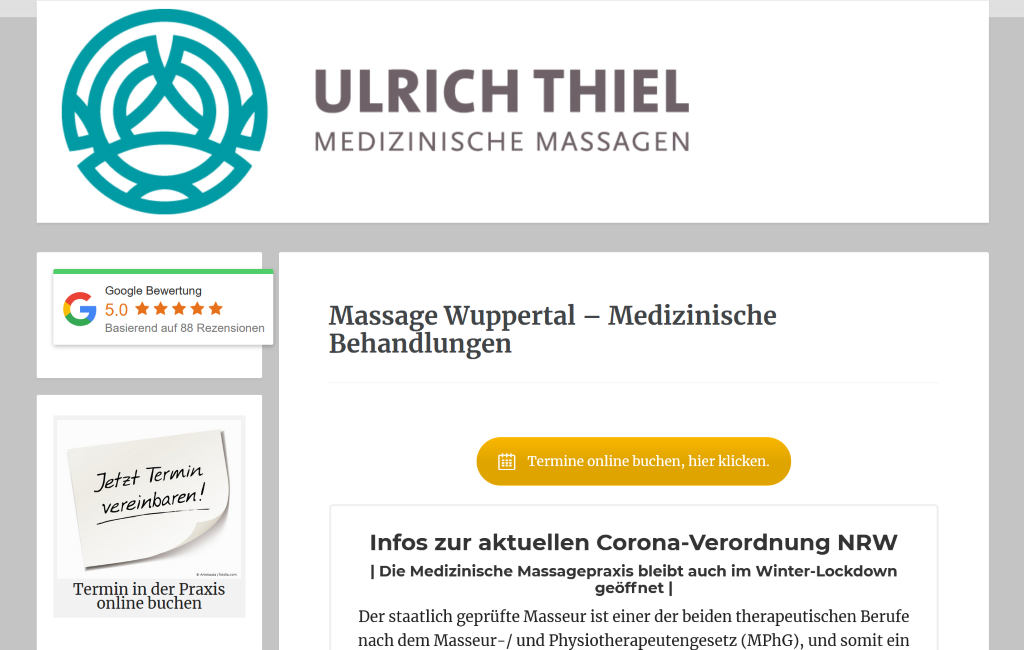 Websitetexte Massagepraxis Wuppertal